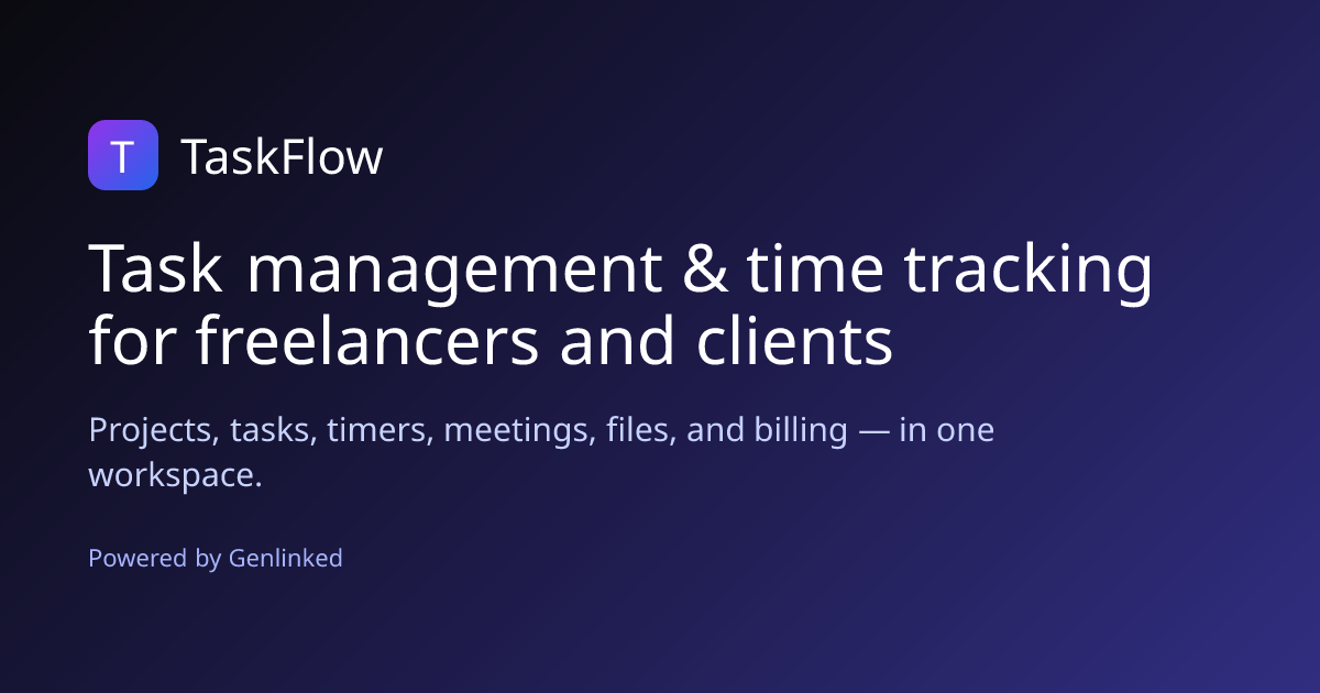 TaskFlow by Genlinked — Task Management & Time Tracking for Freelancers ...